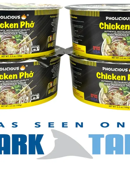 Instant CHICKEN Pho - PhoLicious Brand - Vietnamese Rice Noodle Soup - Pack of 4 Single Serve Bowls - Ramen Alternative