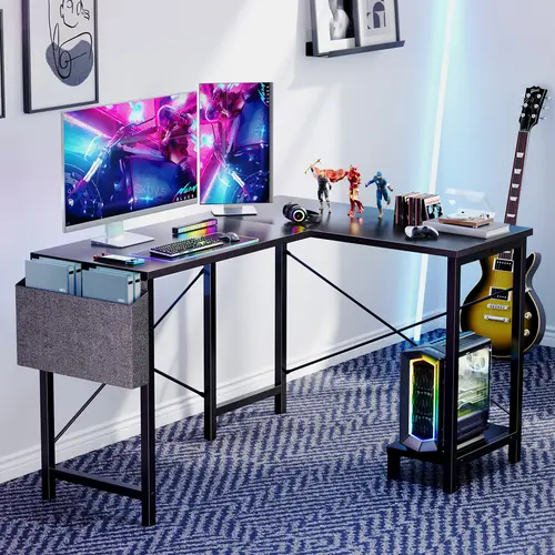 Sweet Furniture Computer Desk-50 Inch L Shaped Office Desk with Storage and CPU Stand, Modern Writing PC Wood Work Desk for Home Office Gifts gamer