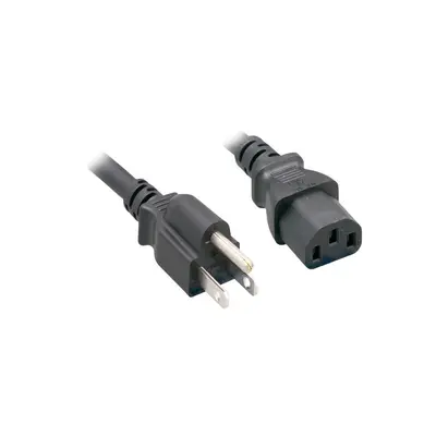 Nippon Labs 18 AWG Standard Power Cord NEMA 5-15P to C13, SVT, 10A, 125V, NEMA5-15P/IEC320 C13, 2ft. Black Cable