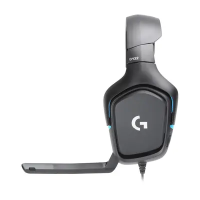 Logitech G432 Wired Gaming Headset, 7.1 Surround Sound, DTS Headphone:X 2.0, Flip-to-Mute Mic, PC (Leatherette) Black/Blue Game Audio Earphones    Electronic