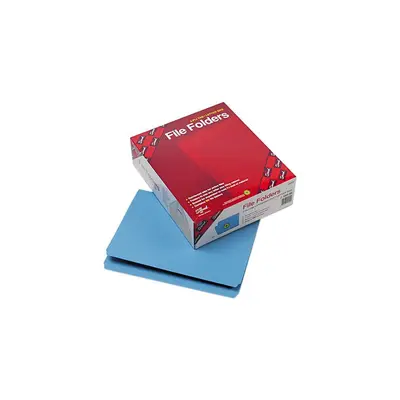 Smead 12010 File Folders, Straight Cut, Reinforced Top Tab, Letter, Blue, 100/Box