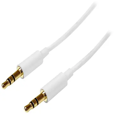 StarTech.com MU2MMMSWH 6.5 ft. White Slim 3.5mm Stereo Audio Cable Male to Male