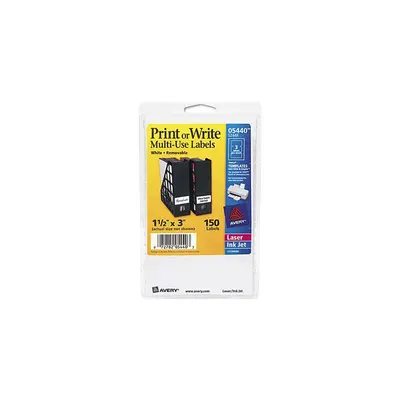 Avery 05440 Print or Write Removable Multi-Use Labels, 1-1/2 x 3, White, 150/Pack