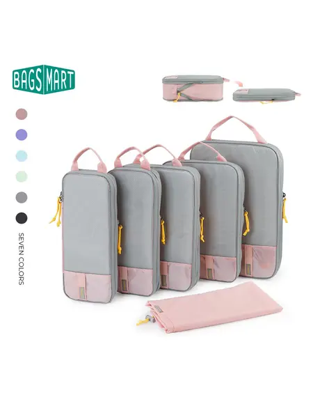 BAGSMART 6 Set Compression Packing Cubes for Travel, Expandable Travel Organizer for Luggage/Suitcases, Lightweight Packing Organizers Cubes, Travel Essentials Travel Accessories, DealsForYouDays summerwins
