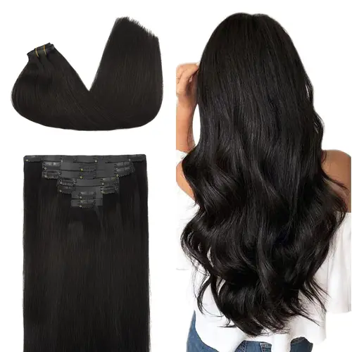GOOGOO Hair Extensions Seamless Clip in Human Hair Extensions Natural Straight Hair summer hairstyles #summerwins#DealsForYouDays
