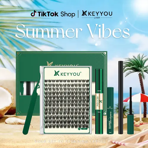 KEYYOU DIY Cluster Lashes Summer Volume Waterproof Long-Lasting Lash Extension D Curl 8-18MIX Eyelash Extensions Cosmetic Makeup