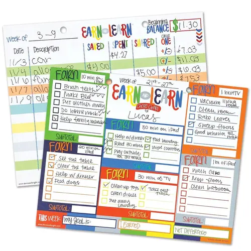 Kids Chore Chart Earn & Learn® Kids Money Management Chore Chart Pad | Dry Erase Savings Tracker for School Age Kids