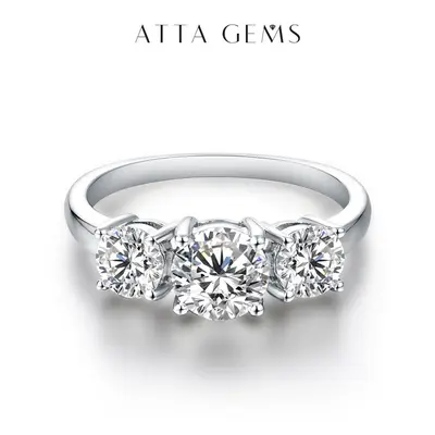 Women's 3-Stone D Color VVS1 Synthetic Moissanite Ring, Elegant Engagement Ring, Fine Jewelry for Birthday or Anniversary Gifts, R014, Engagement Rings summerwins,summerwins