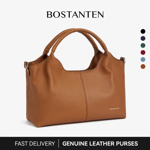 BOSTANTEN Haven Genuine Leather Women's Handbags - Contemporary Carry-All Purses, Adjustable Strap Shoulder Bag, Top Handle Satchel, Everyday Crossbody Bag, Shoulder Bag For Women
