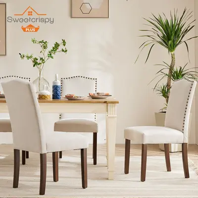 【Deals for you】Dining Chairs, High-end Upholstered Dining Room Chair with Nailhead Trim and Wood Legs, for Kitchen, Living Room