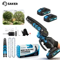 Saker 4/6-Inch Mini Chainsaw -3000mAh Long-Lasting Battery Power (2PCS), Upgraded Pure Copper Motor, One-Handed Electric Saw for Men & Women, Portable Wood Cutting Garden Tool Gifts