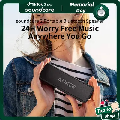 soundcore 2 Portable Bluetooth Speaker with Stereo Sound, Bluetooth 5, Bassup, IPX7 Waterproof, 24-Hour Playtime, Wireless Stereo Pairing, Speaker for Home, Outdoors, Travel