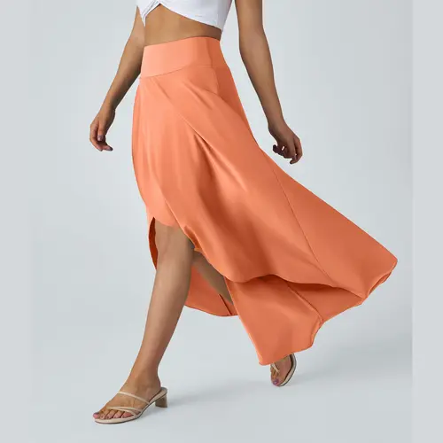 Halara Breezeful High Waisted High Low Ruffle 2-in-1 Flowy Quick Dry Casual Regular Maxi Skirt #summervibes