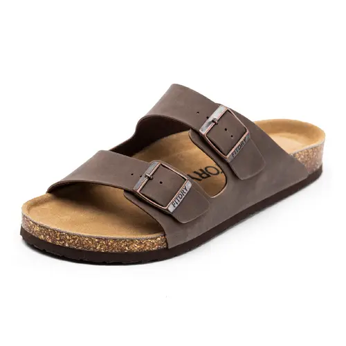 FITORY Balance I Mens Sandals, Arch Support Slides with Adjustable Buckle Straps and Cork Footbed