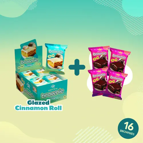 Glazed Cinnamon Roll Prime Bites Protein Brownies - 12 Pack + 4 Free Chocolate Glazed Donuts