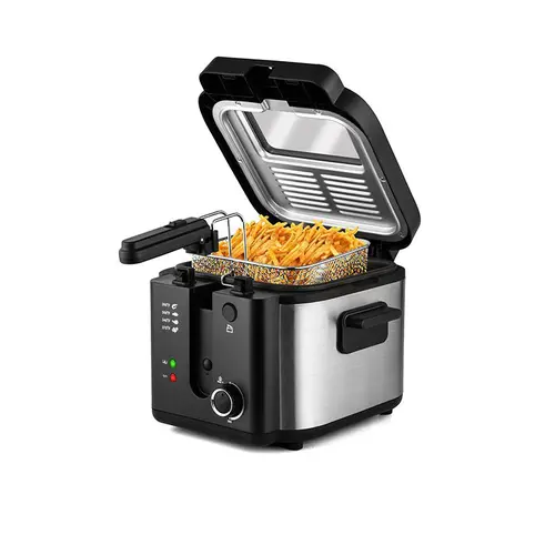 SUSTEAS Deep Fryer with Basket, 1500W Electric Deep Fryer, Temperature Control, Removable Lid, 2.6QT Non-Stick Inner Pot, Easy to Clean Cooker Springtok Cooking Food summerwins