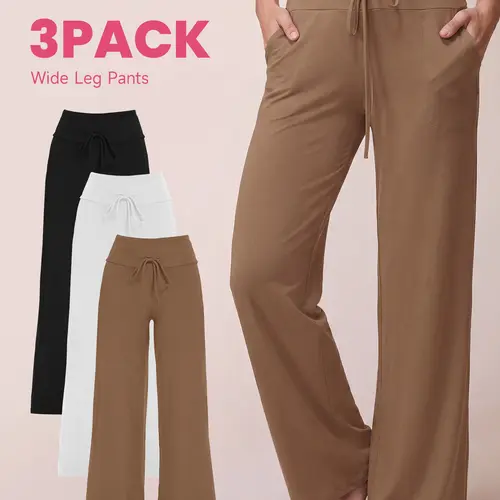 SHOWITTY 1/3 Pack Women's Wide Leg Pants with Pockets – High Waisted Loose Fit Sweatpants for Yoga, Workout & Lounge #SummerWins#DealsForYouDays