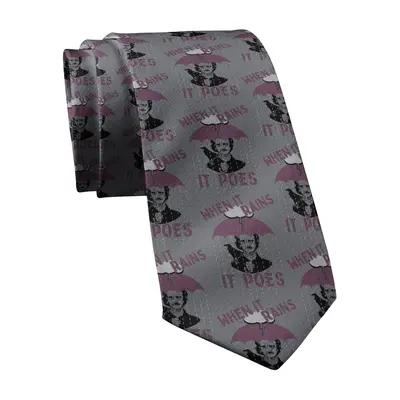 When It Rains It Poes Necktie Funny Neckties for Men Nerdy Tie Mens Novelty Neckties Funny Ties
