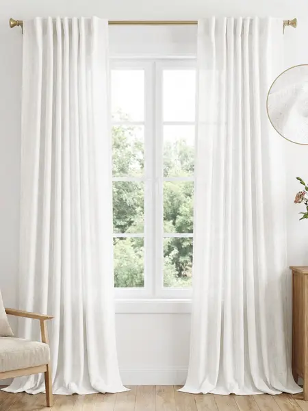 Inovaday 2pcs Linen Curtains for Living Room Bedroom, Unlined Curtains Drapes Back Tab Semi Sheer Privacy Curtains, Light Filtering Farmhouse Outdoorfun