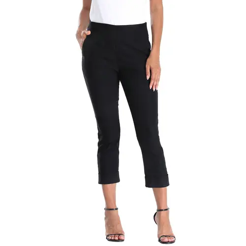 HDE Women’s Pull-On Capri Pants with Pockets – Dressy Casual Stretch Trouser Straight Leg