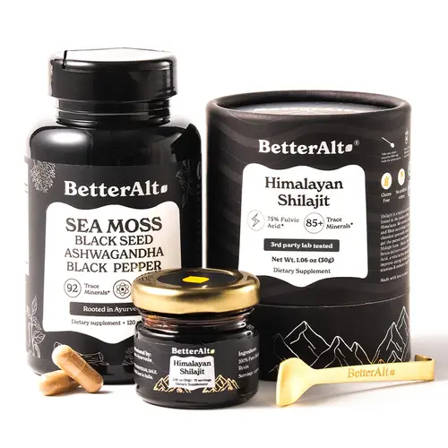 BetterAlt Ultimate Energy Duo | Lab-Tested | Himalayan Shilajit | 75 Servings | Irish Sea Moss | 60 Servings | Helps Improve Energy & Immunity
