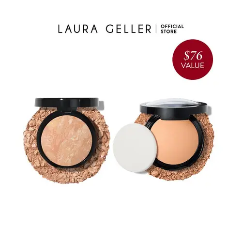 Laura Geller Light and Full Coverage Kit (2 PC) - Matte and Natural Finish Makeup - Powder Foundation