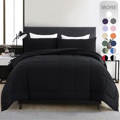 【Back to School】DOWNCOOL 3 PCS Comforter Set(only 2pcs for Twin size) -All Season Soft Bed Set-Down Alternative Comforter with pillowcase, Summer Turn Up,  High Quality Quilting Design Box Stitching Technology#Summerwins#DealsForYouDays