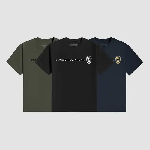Gymreapers Basic Shirts 3-Pack Bundle - Soft Stretch Cotton - Summer Season Menswear Top