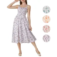 【Grace Karin】Women's Sleeveless Floral Corset Dress, Plus Size Clothes for S-2XL, Polyester Blend Milkmaid Midi Sundress, Imported Holiday Spring Summer Casual Vacation Wear