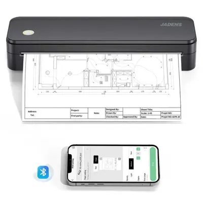 JADENS Portable Printers Wireless for Travel, Support 8.5" X 11" US Letter, Bluetooth Thermal Printer Inkless Mobile Printer for Office Home