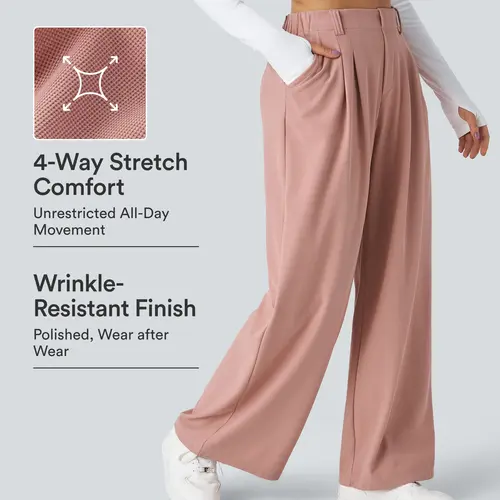 Halara Flex High Waisted Pocket Wide Leg Waffle Work Pants