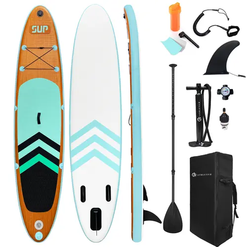 【SummerVibes】JC-ATHLETICS Multi-Purpose Inflatable Paddle Board, 6in Thick PVC Shell ISUP Package with EVA Non-Slip Deck, Hand Pump, Adjustable Paddle, Fins, Backpack & Premium Accessories for Sport, Lake Still Water