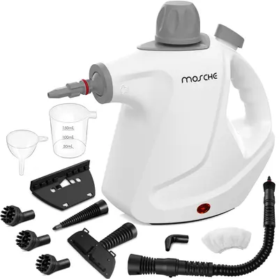 Multi-Surface Handheld Steam Cleaner with 11-Pieces Accessories, 15.2OZ All Natural Pressurized Steamer for Cleaning, Multipurpose Steam Cleaner for Home to Remove Dirt, Grout, Tile, Grease and More