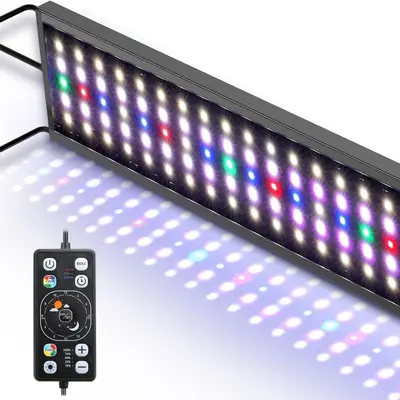 hygger Aquarium LED Light Fish Tank Full Spectrum Lighting with 24/7 Day-Night Cycle Mode & Auto On/Off Timer, 7 Color Options, Dimmable, Extendable Bracket for Tank Plant Lights