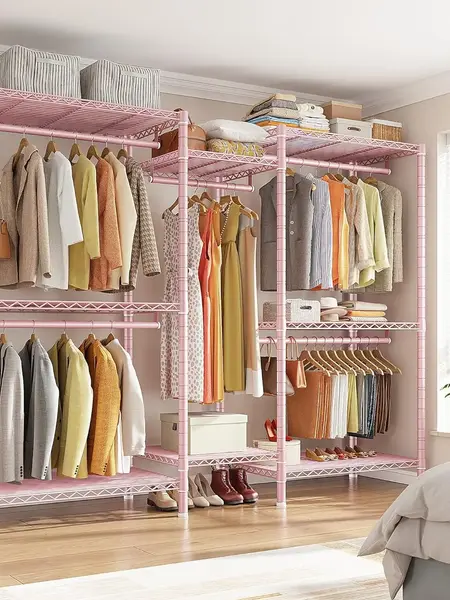 Raybee Clothes Rack Heavy Duty Clothing Rack Load 905LBS Clothing Racks for Hanging Clothes Rack Metal Garment Rack Heavy Duty Clothes Rack Free Standing Wardrobe Closet Organiser Hangable, 77" Hx75 Wx17.8 D