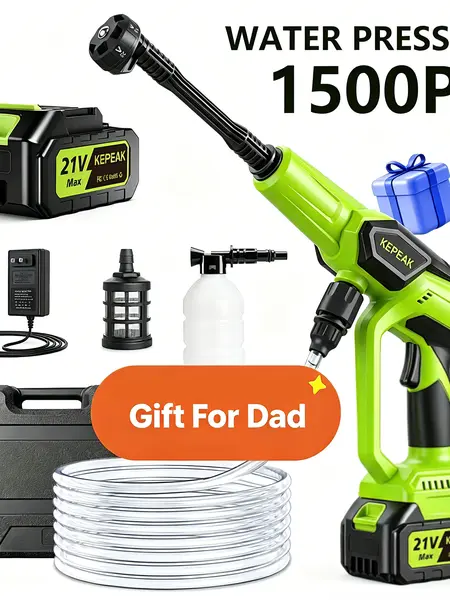 【DealsForYou】KEPEAK 1500PSI /550PSI Cordless Pressure Washer, 2 Rechargeable Battery-Powered Wireless Portable Cleaner with Nozzle, Car Wash Equipment for Car Detailing, Detailing Products & Tools and Gadgets