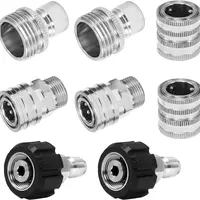 M MINGLE 8-Piece Stainless Steel Universal 5000 PSI Adapter Pressure Washer Set - M22 Swivel to 3/8 in Connect, 3/4 in to Release Fittings, Conversion & Quick Hose Connector Pipe Fittings for Secure Connections