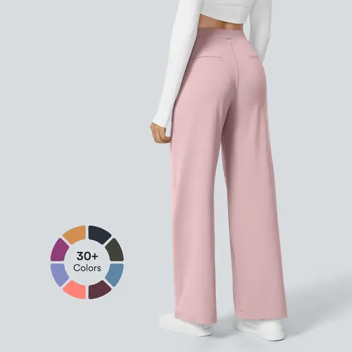 Halara Flex High Waisted Plicated Side Pocket Straight Leg Work Pants