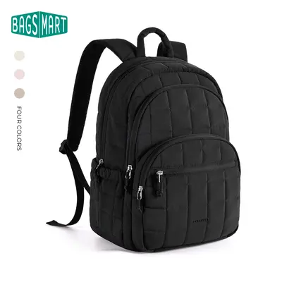 BAGSMART Laptop Backpack for for Women, Lightweight Carry on Backpack Travel Backpack, Quilted School Bag, Causal College Backpack–Regular Size with 32OZ Pockets Water-Resistant College & Travel Backpack, Fits 15.6”Laptop College DealsForYouDays summerwin