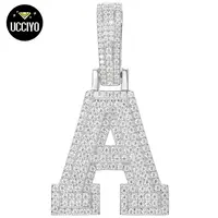UCCIYO Lab-created moissanite S925 Sterling Silver A-Z 26 Letter Pendant Necklace for Women Men Hip Hop Jewelry Gift  Halloween summerwins【#P351】