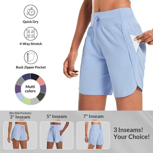 Baleaf Women's High-Waist Quick Dry Athletic Shorts (3"/5"/7" Inseam) - Women's Fashion Clothes for Gym, Beach Fit, Workout Routine, Casual Lounge