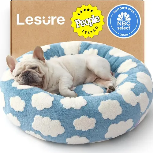 Lesure Soft Donut Bed - Cozy Fluffy Calming Bed for Small/Medium/Large Dogs & Cats, Soft Plush Round Pet Bed for Comfort, Washable, Anti-Slip Bottom, Camas para Perros, Pet Supplies Bedding