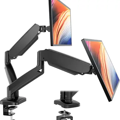 Adjustable Gas Spring Monitor Arm Stand with VESA Bracket, Height Adjustment, Clamp/Grommet Base, Freely Adjustable Design