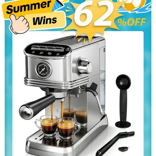 Commercial Espresso Machine 20 Bar, Compact Espresso Maker with Milk Frother Steam Wand, Expresso Coffee Machines with 45 OZ Removable Water Tank for Cappuccino, Latte, Home,summerwins