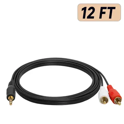 3.5mm to RCA Cable 2RCA to AUX Cord 2-RCA to 3.5mm Adapter Stereo Audio Y-Cable 12 Feet 726-AB High-Quality Audio Connection, Accessories, Compatibility Home Entertainment Systems Flexible Use fathersdaygift