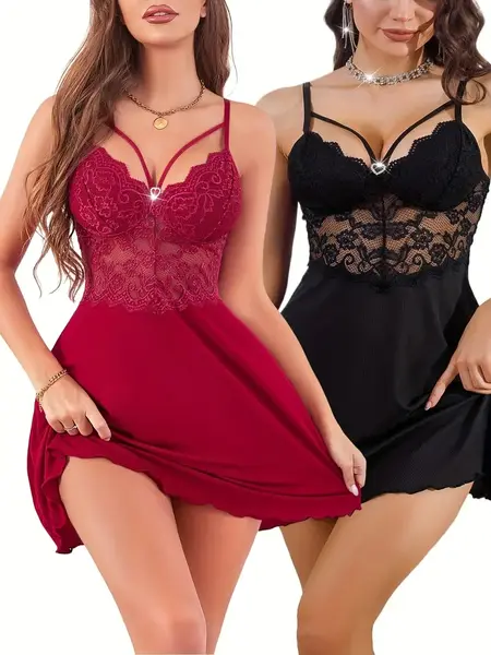 Lace Sleepwear Nightie for Women Plus Size Nightgown - Comfortable & Stylish Gift for Wife or Partner - Versatile Lace Design for Everyday Wear Womenswear