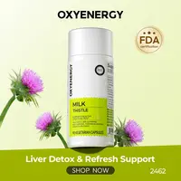 Oxyenergy Milk Thistle Dietary Herbal Supplement Capsules, 90-Count Detox Supplements for Liver Health Support with Colon Cleanse, Kudzu Root, Turmeric, Inositol, Methionine, Vitamin C & Silymarin,summerwins