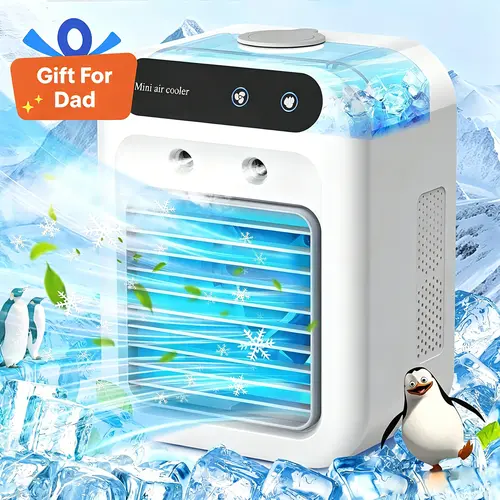 【DealsForYou】Portable Air Conditioner 3- in-1 Fan with 2 Mist Speeds - Personal Evaporative Cooler for Bedroom, Office & Camping, 1800mAh Battery & 500ml Tank Air Cooler Fan(Not an AC Unit)