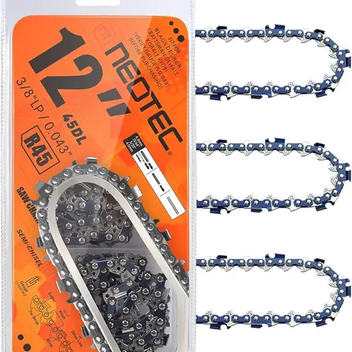 【DealsForYouDays】NEOTEC  12'' Chainsaw Chain, 3/8"LP Pitch,0.043" Gauge 45 Drive Links R45 Chain Fits for Dewalt Craftsman Makita and more[Pack of 3 Chains]