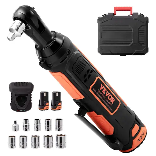 【DealsForYouDays】VEVOR 3/8" Cordless Electric Socket Ratchet Wrench Set12V Impact Wrench Cordless33 Ft-lbs High Torque Power Tool Accessory45 Min Fast Charge2 Pack 2.0Ah BatteriesBuilt-in LED Lightwith Tool Box, High Torque Tool,father'sdaygifts